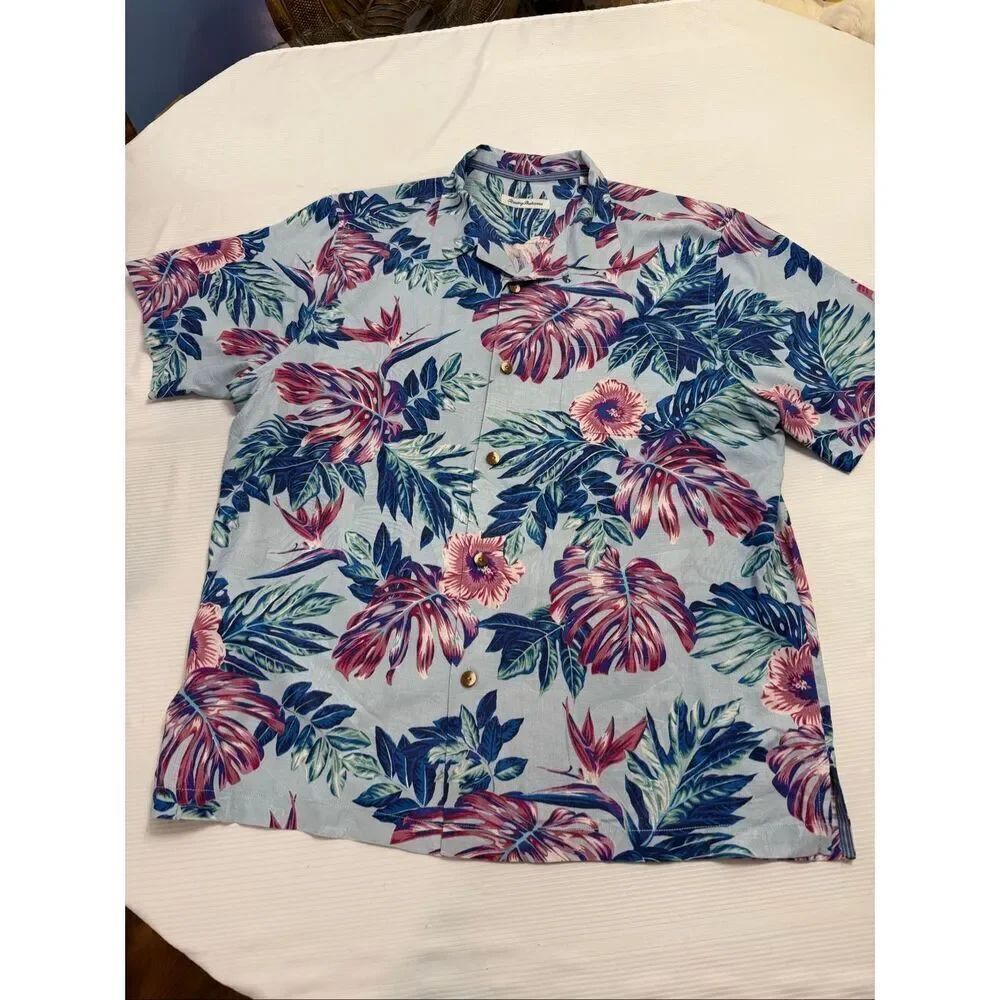 Tommy Bahama Men’s Silk Calaveras Fronds Short Sleeve Button Up Shirt Size XL